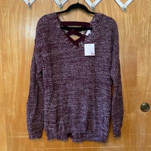 NWT - SO Lace Up Back Pullover Sweater - Large